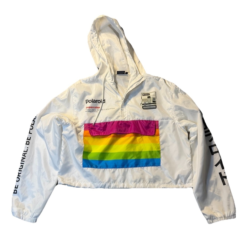 Polaroid Rainbow Windbreaker Jacket XL Hooded Graphic
